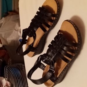 Sandals by clarks, they are black nice lay padded with adjustable straps